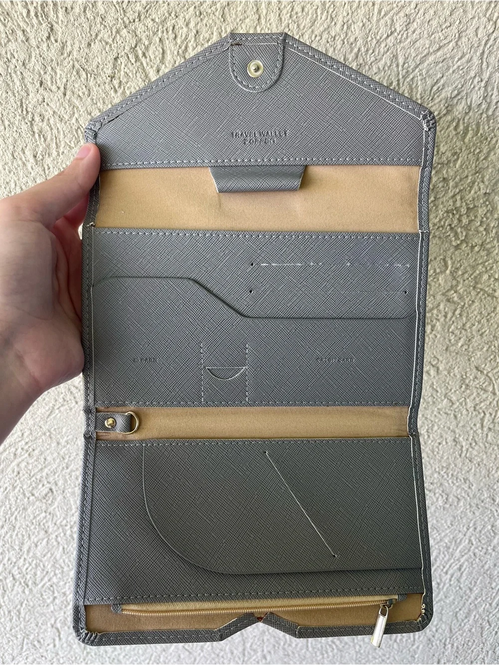 ZOPPEN Gray RFID Travel Passport Wallet Document Organizer Holder